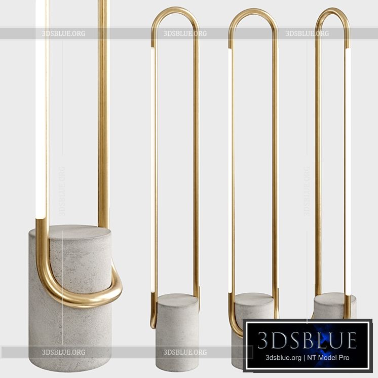 Beau Brass LED Floor Lamp 3DS Max - thumbnail 3