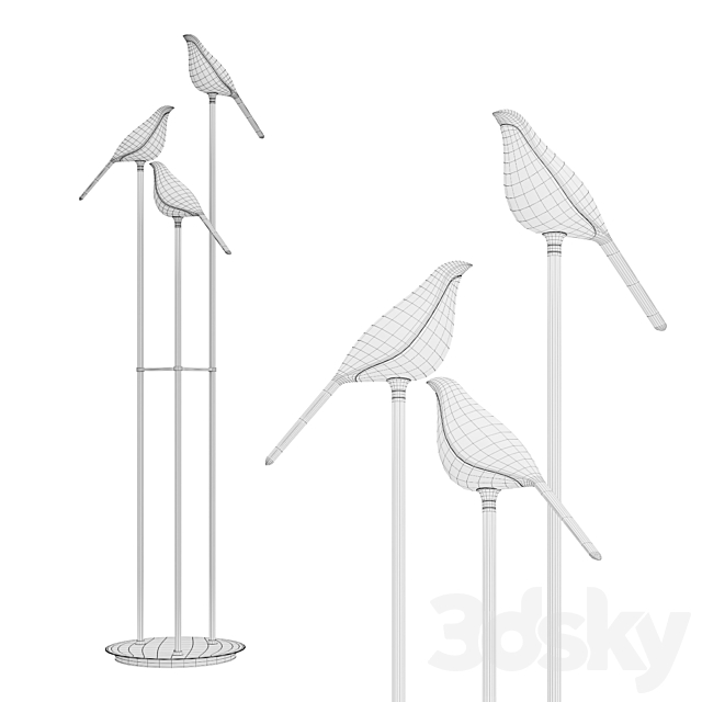 bird-shaped floor lamp NOMI floor 3DS Max Model - thumbnail 2