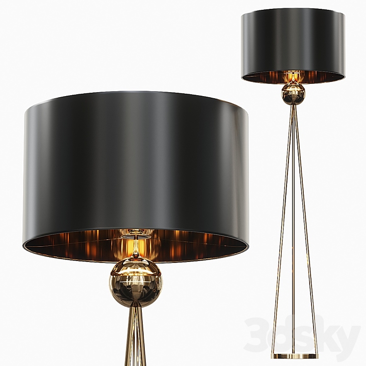 Boring Tripod Floor Lamp Designs 3DS Max Model - thumbnail 1