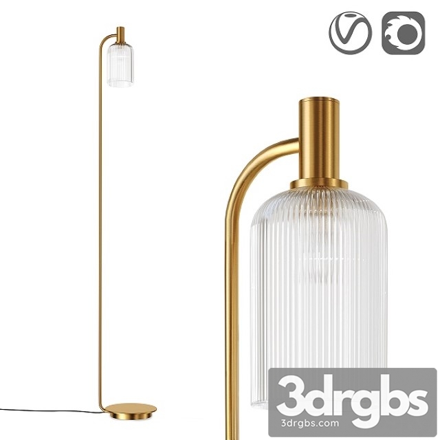 Brass and Cut Glass Floor Lamp 3dsmax Download - thumbnail 1