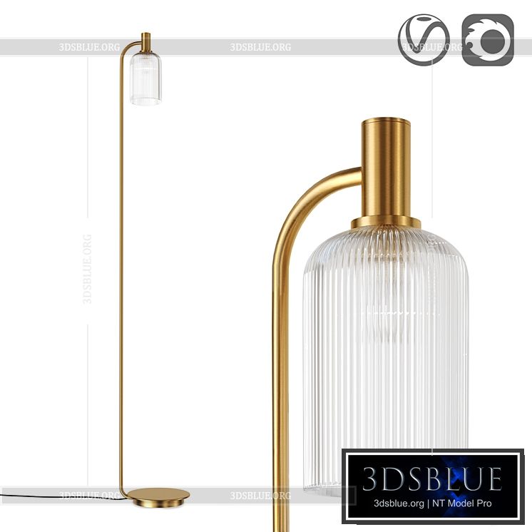 Brass and cut glass floor lamp Bogota 3DS Max - thumbnail 3