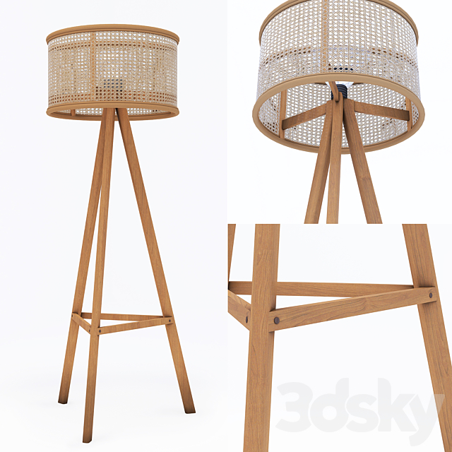 Cane rattan floor lamp 3DSMax File - thumbnail 1