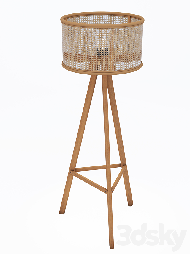 Cane rattan floor lamp 3DSMax File - thumbnail 2