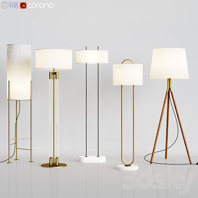 CB2 – 5 Floor Lamps Set 1 3DSMax File - thumbnail 1