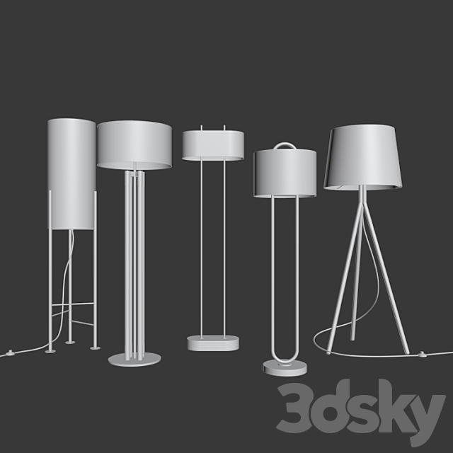 CB2 – 5 Floor Lamps Set 1 3DSMax File - thumbnail 3