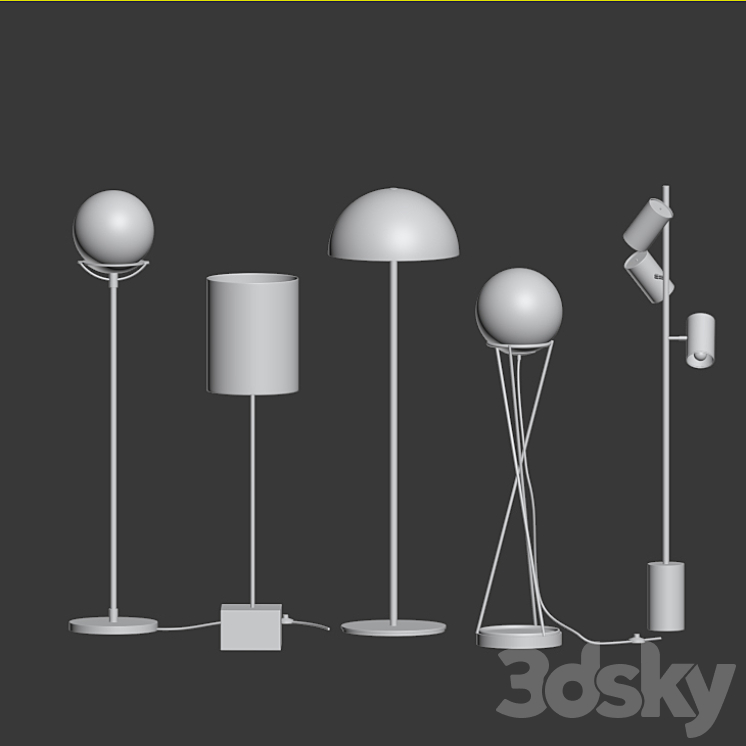 CB2 – 5 Floor Lamps Set 2 3DS Max - thumbnail 2