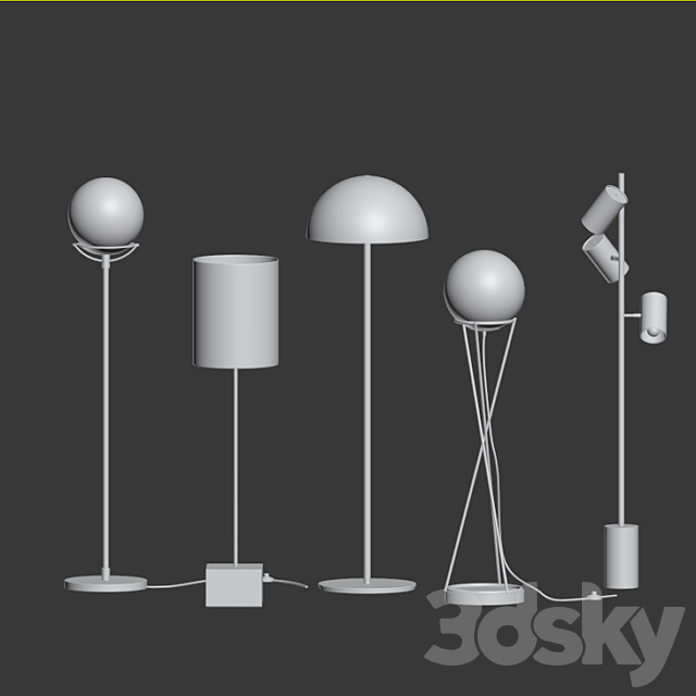 CB2 – 5 Floor Lamps Set 2 3DSMax File - thumbnail 2