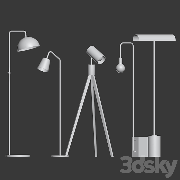 CB2 – 5 Floor Lamps Set 3 3DS Max - thumbnail 2