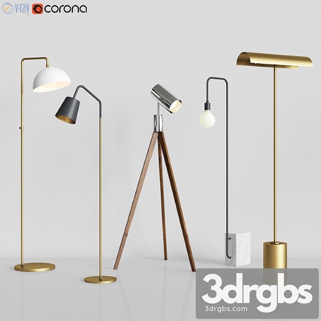 Cb2 – 5 floor lamps set 3 3dsmax Download - thumbnail 1