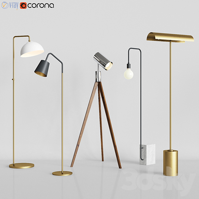 CB2 – 5 Floor Lamps Set 3 3DSMax File - thumbnail 1