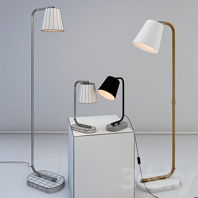 CONA table and floor lamps from the company LUCIDE Belgium. 3DS Max Model - thumbnail 2