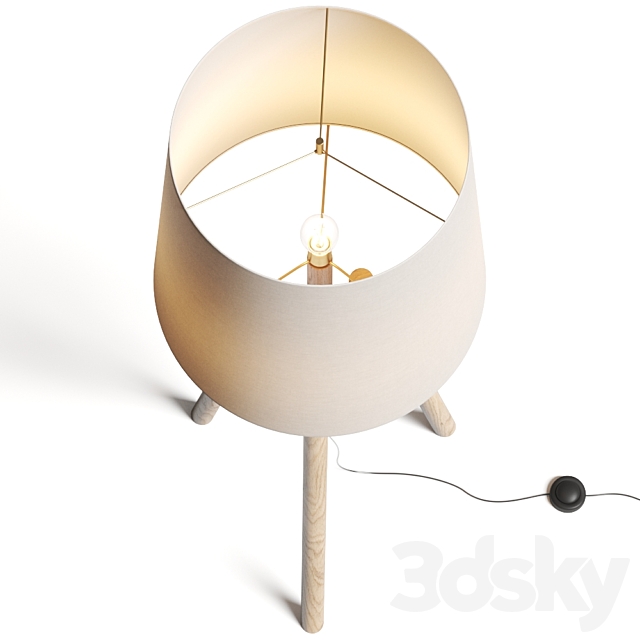 Crate and Barrel Lockeland Walnut Tripod Floor Lamp 3DS Max Model - thumbnail 2