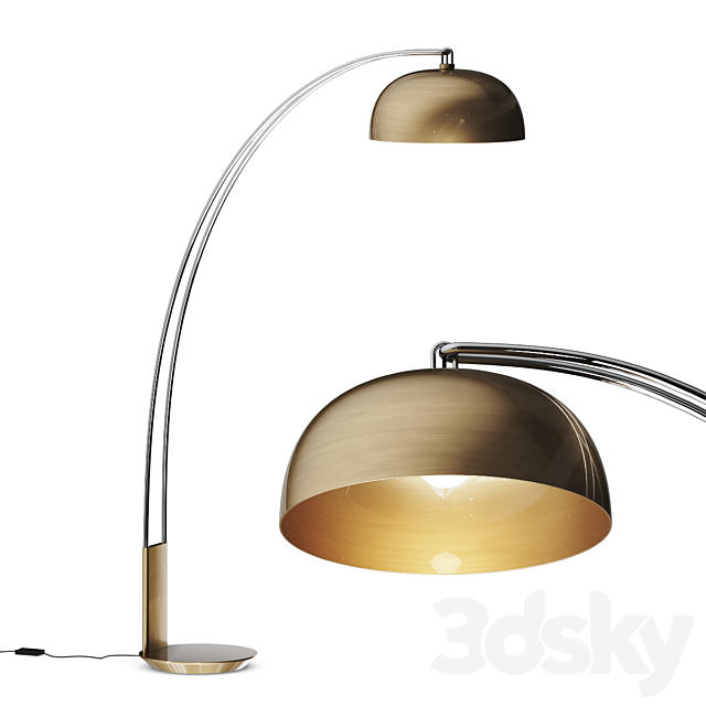 Crate and Barrel Marino Brass and Chrome Metal Floor Lamp 3ds Max - thumbnail 1