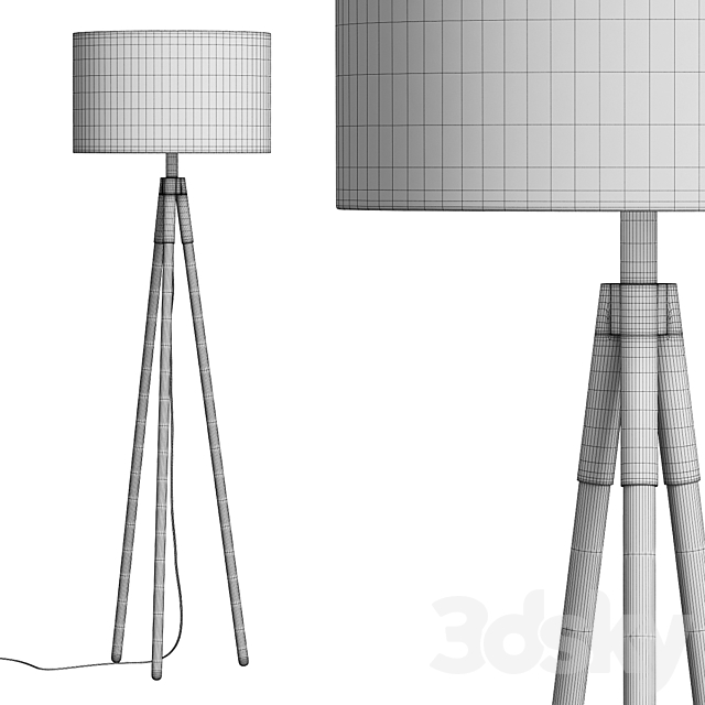 Crate & Barrel _ Hyde Brass and Bronze Metal Tripod Floor Lamp 3DSMax File - thumbnail 3