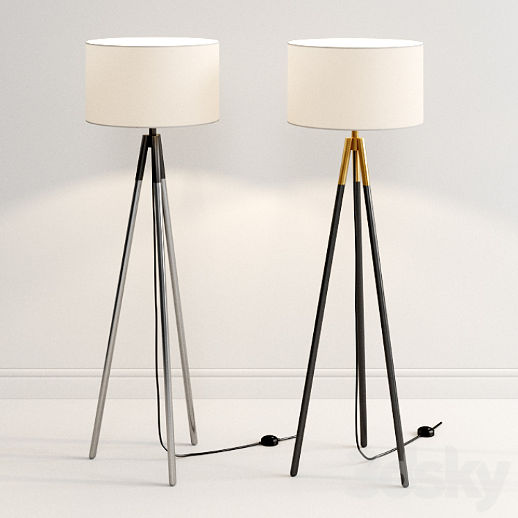 Crate & Barrel Metal Tripod Floor Lamp 3DS Max - thumbnail 1