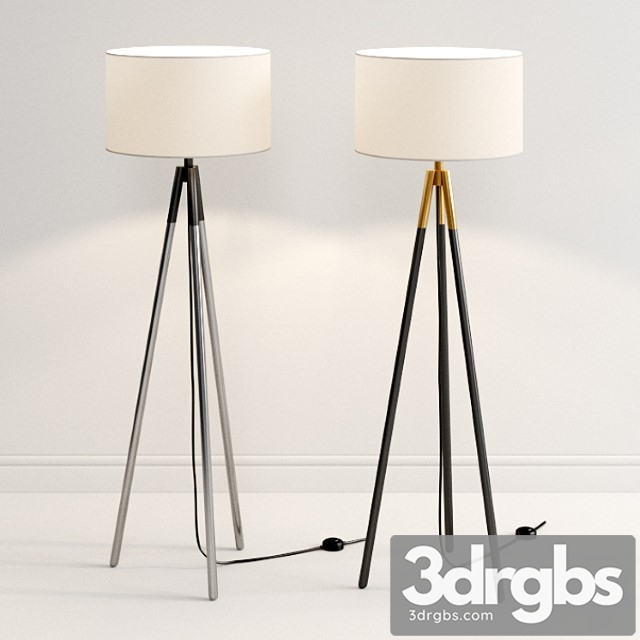 Crate & barrel metal tripod floor lamp - thumbnail 1