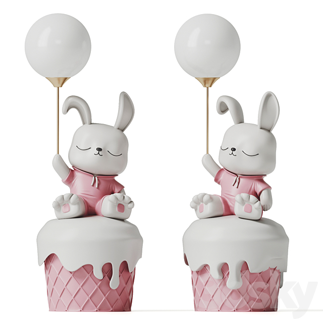 Cute rabbit floor lamp 3DSMax File - thumbnail 1