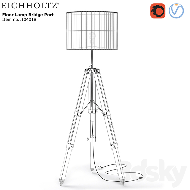 Eichholtz Floor Lamp Bridgeport 3DS Max Model - thumbnail 3