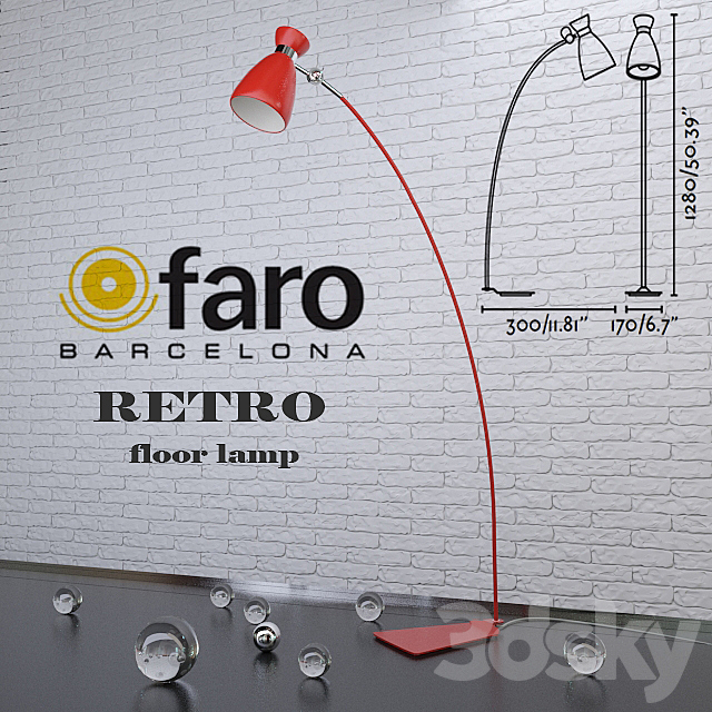 FARO RETRO floor lamp 3ds Max - thumbnail 1