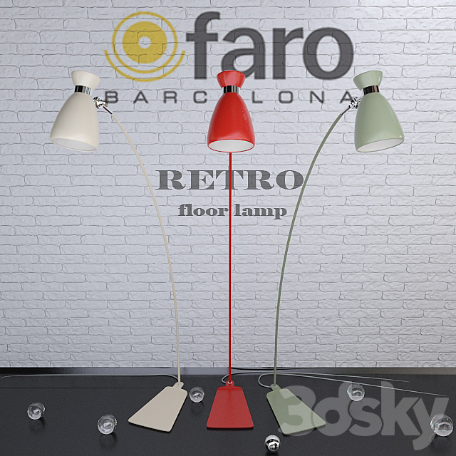 FARO RETRO floor lamp 3ds Max - thumbnail 2