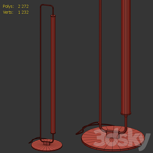 Floor lamp Linear Metal 3DS Max Model - thumbnail 2