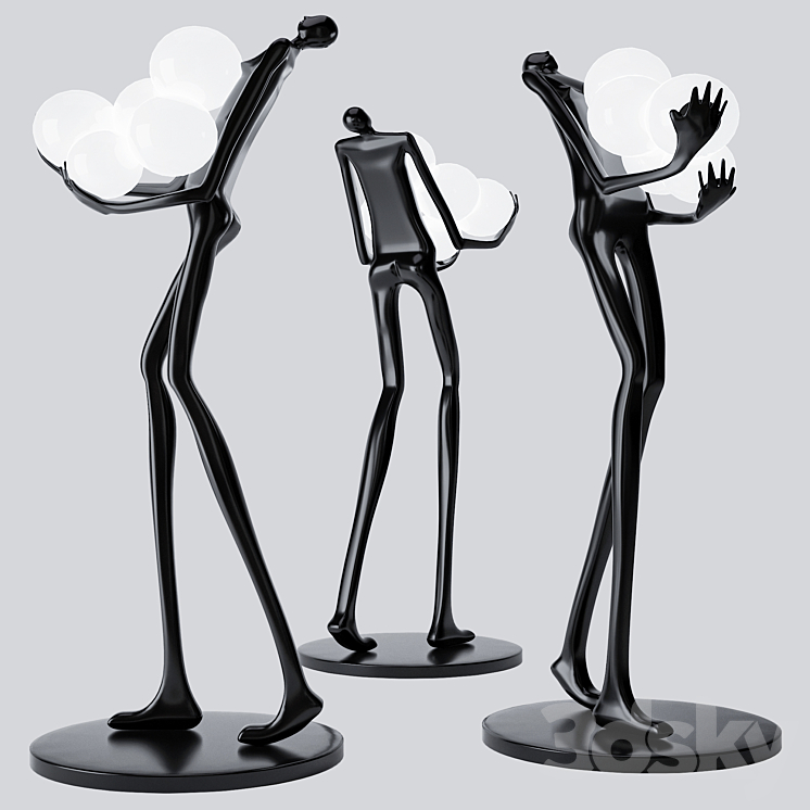 Floor Lamp Man Baloons Black 3DS Max - thumbnail 1