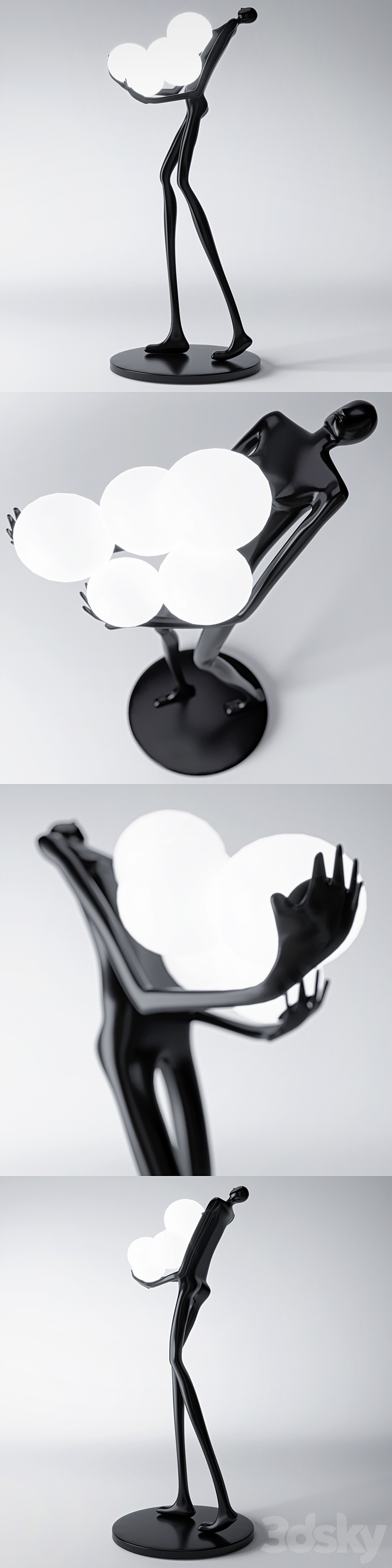 Floor Lamp Man Baloons Black 3DS Max - thumbnail 2