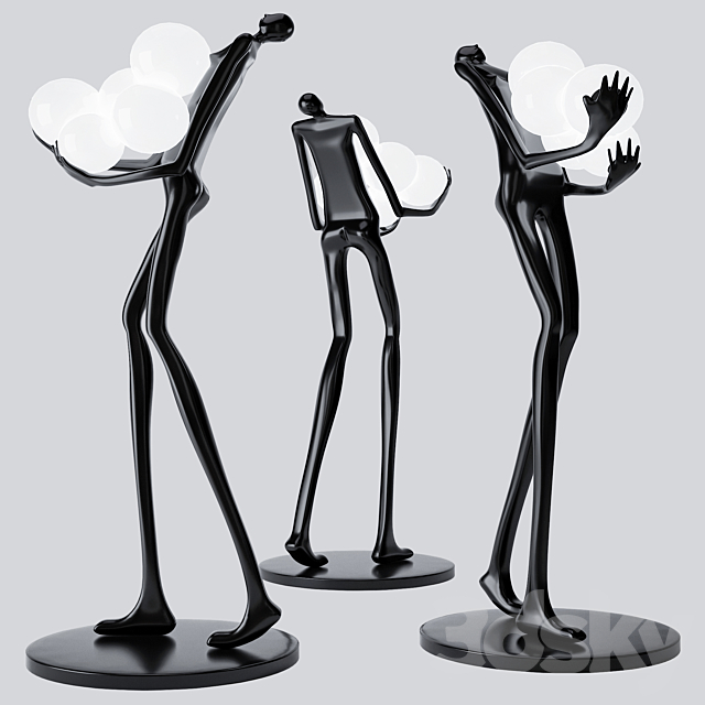 Floor Lamp Man Baloons Black 3DSMax File - thumbnail 1