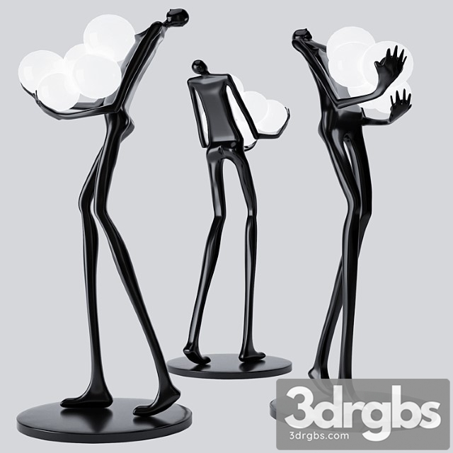 Floor lamp man baloons black - thumbnail 1