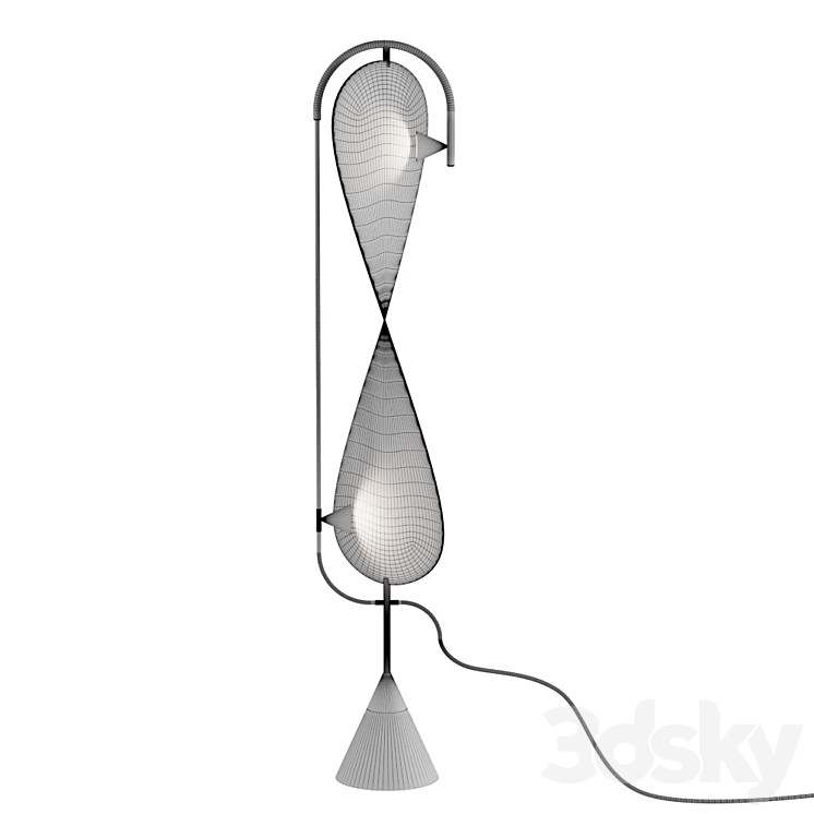 Floor lamp with spiral textile screen conical shades and base Article: ramblas01 3DS Max Model - thumbnail 2