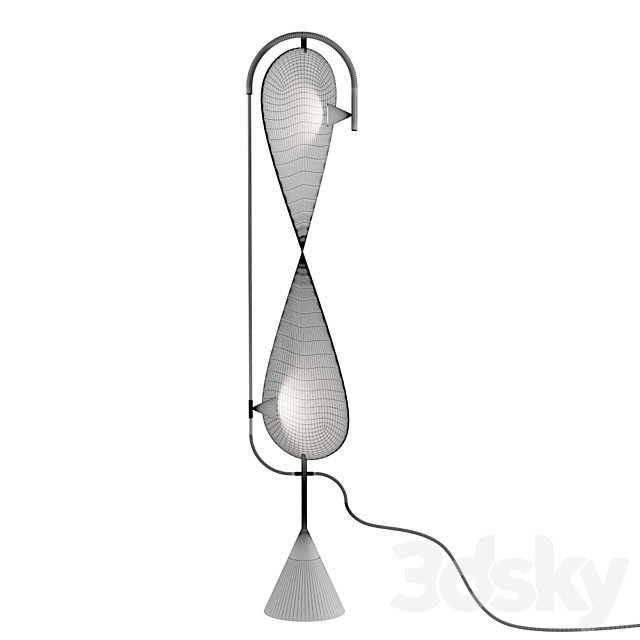 Floor lamp with spiral textile screen. conical shades and base Article: ramblas01 3DSMax File - thumbnail 2