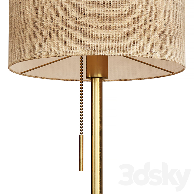 Floor lamp with textile lampshade and table 3DS Max Model - thumbnail 2