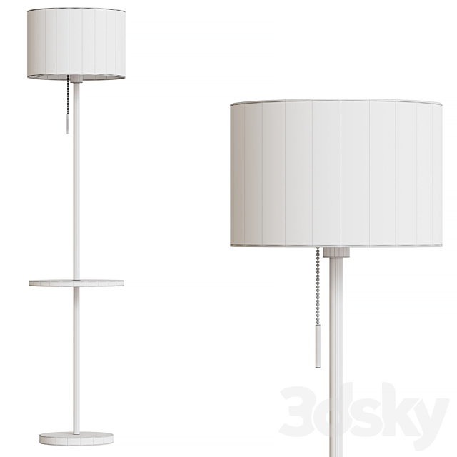 Floor lamp with textile lampshade and table 3DS Max Model - thumbnail 5