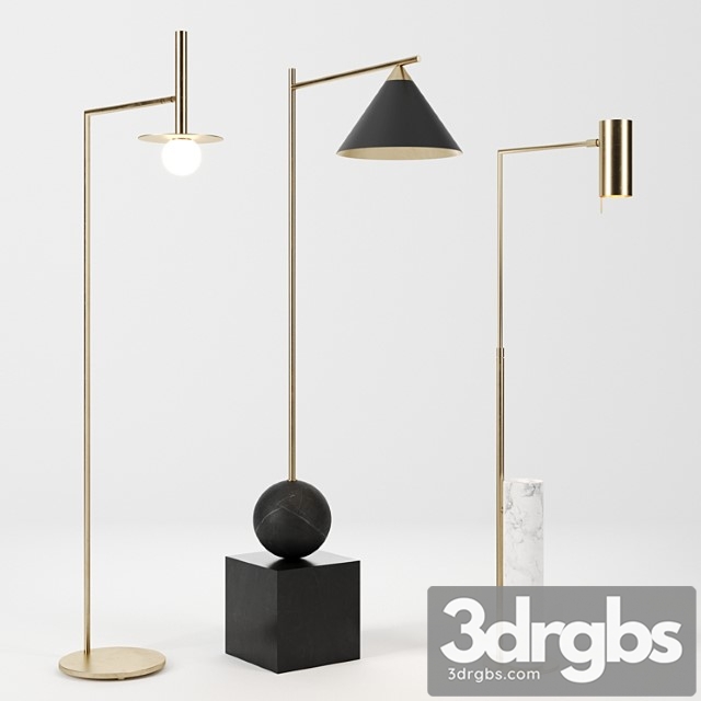 Floor lamps set by circa lighting & kelly wearstler 3dsmax Download - thumbnail 1