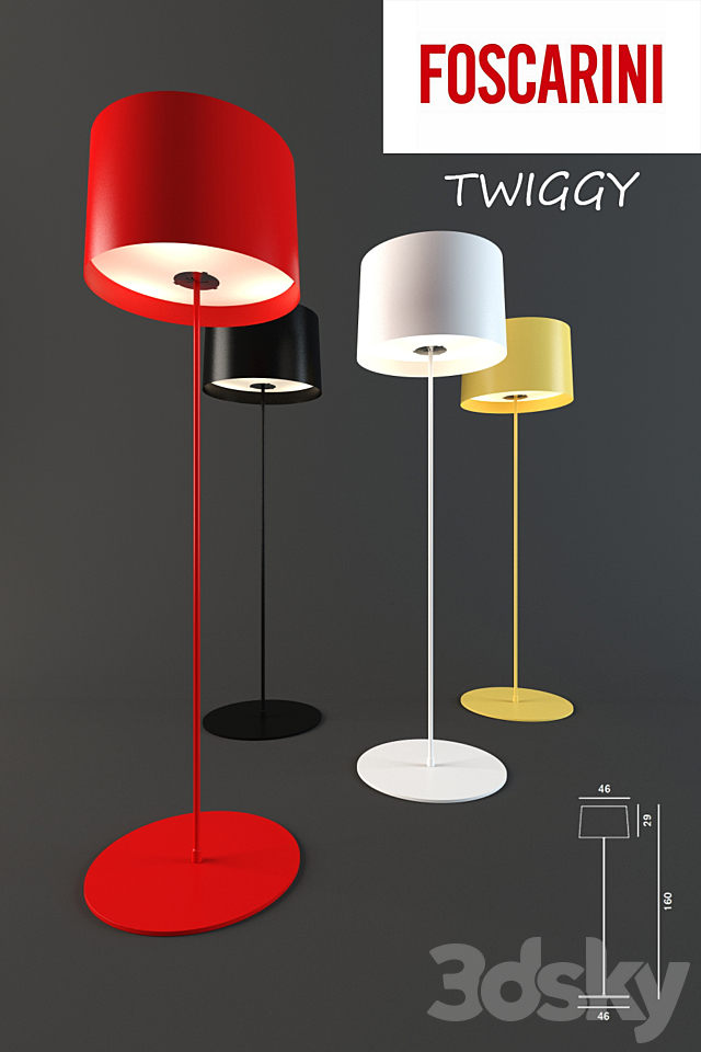 Foscarini “Twiggy Floor Lamp Lettura” 3ds Max - thumbnail 1