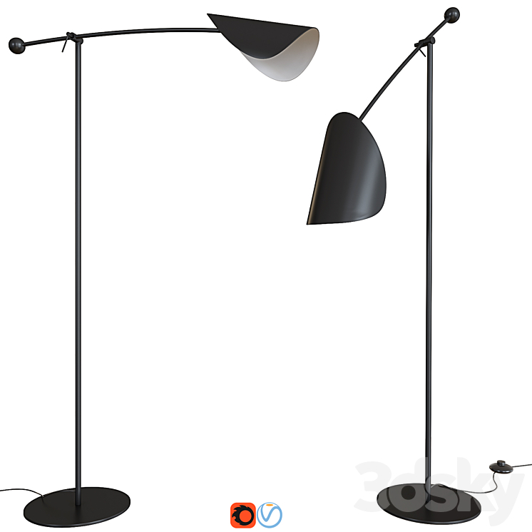 Funambule Adjustable Reading Floor Lamp 3DS Max - thumbnail 1