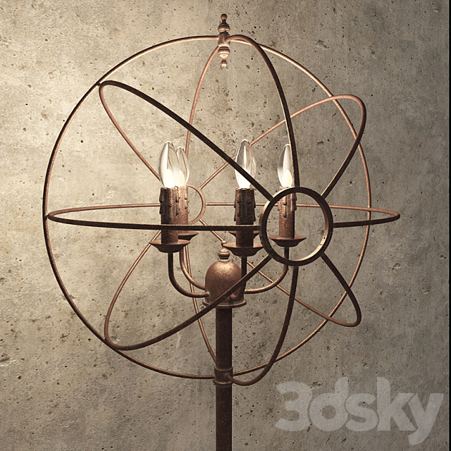 Gramercy iron orb floor lamp 3ds Max - thumbnail 1