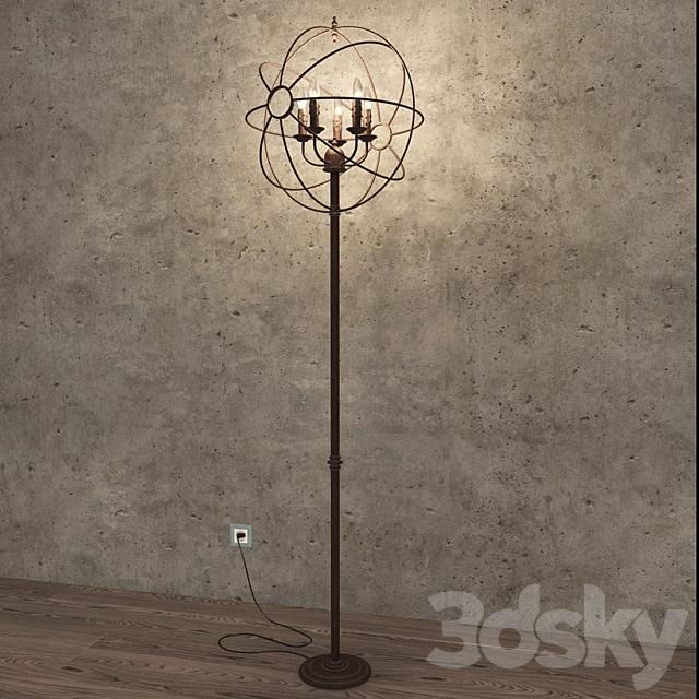 Gramercy iron orb floor lamp 3ds Max - thumbnail 2