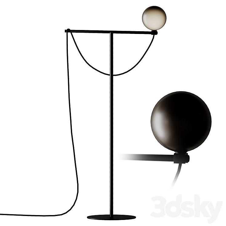 Handvärk Globe Floor Lamp Black 3DS Max - thumbnail 1