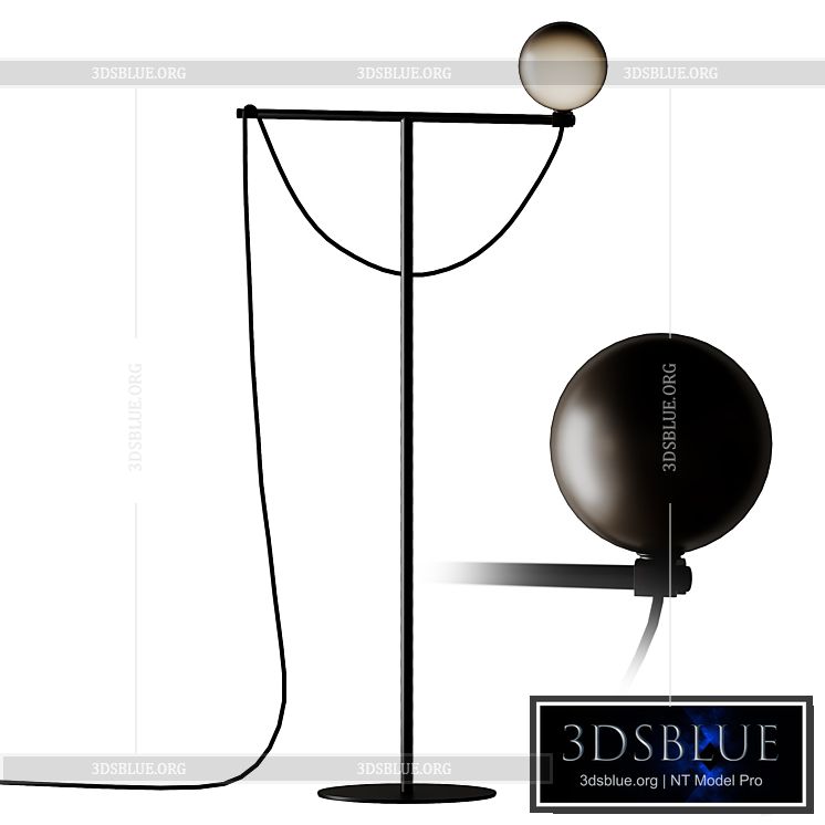 Handvärk Globe Floor Lamp Black 3DS Max - thumbnail 3