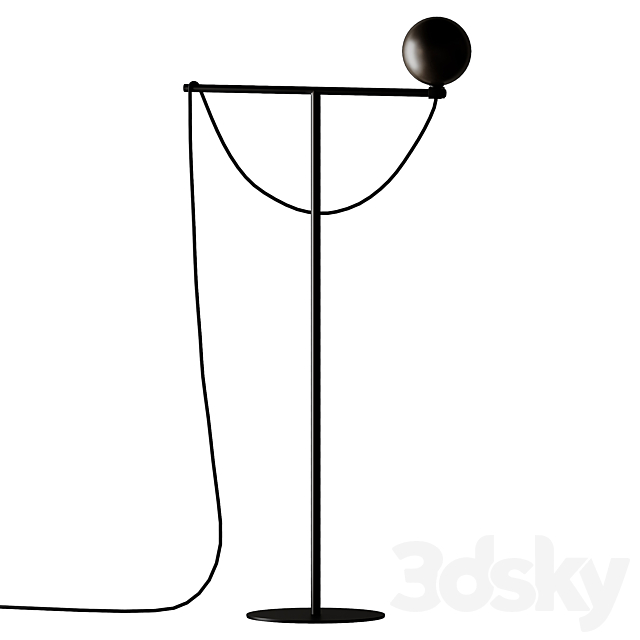 Handvärk Globe Floor Lamp Black 3DS Max Model - thumbnail 3