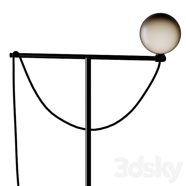 Handvärk Globe Floor Lamp Black 3DS Max Model - thumbnail 4