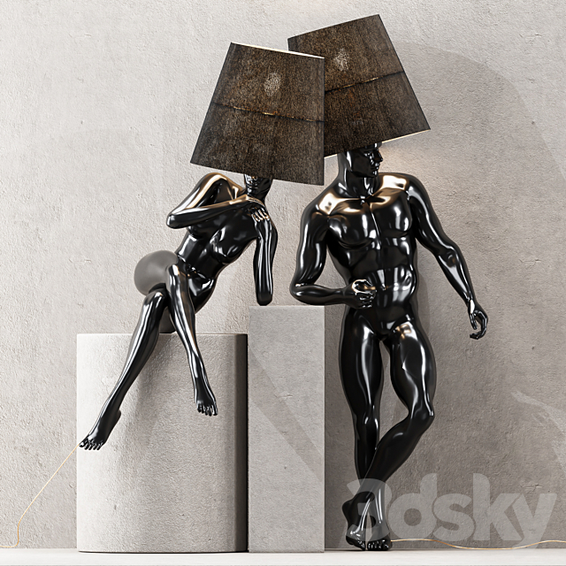 Hommer human lampshade Floor lamp Collection Pose05 3DSMax File - thumbnail 4