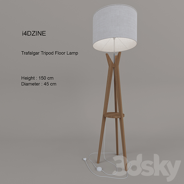 i4DZINE Trafalgar Tripod Floor Lamp 3DSMax File - thumbnail 1