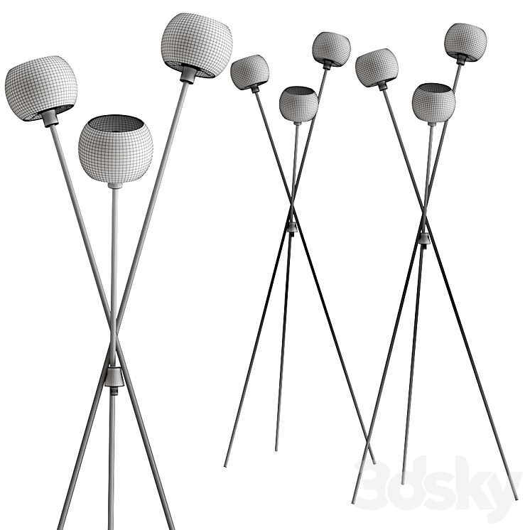 Kenner Tripod Floor Lamp 3DS Max - thumbnail 2