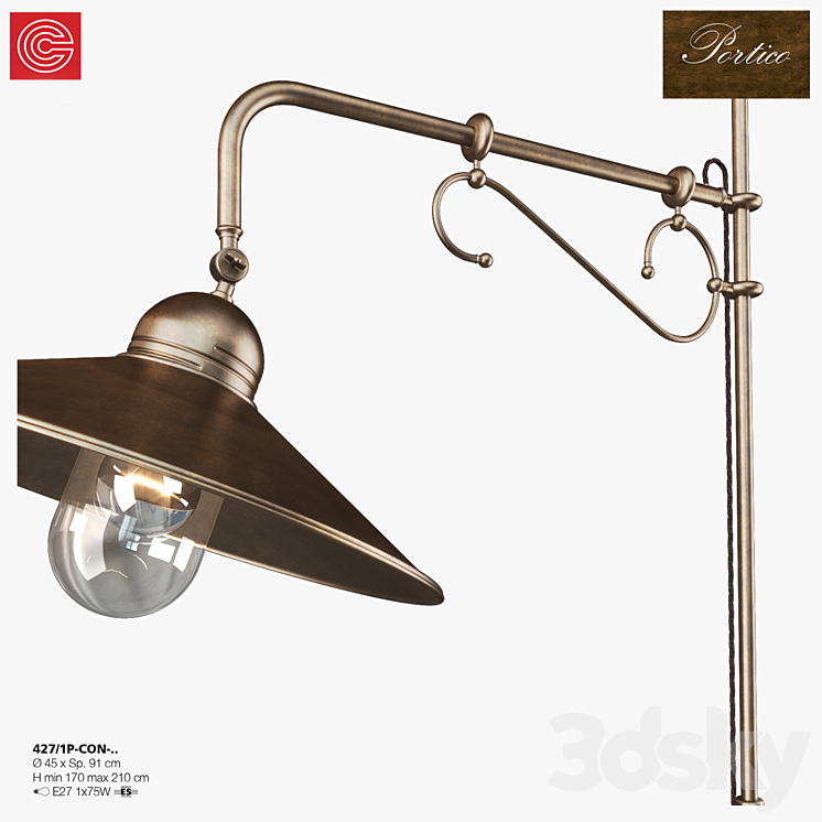 Lamp Cremasco illuminazione Portico art.427 3DS Max - thumbnail 2