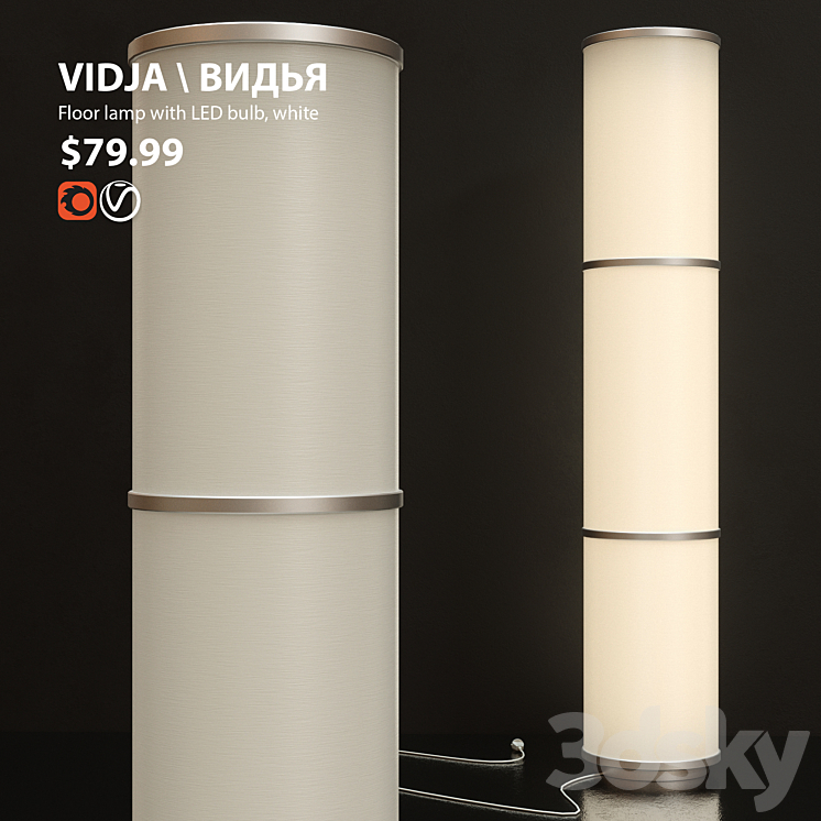 Lamp floor Floor lamp IKEA VIDIA 3DS Max - thumbnail 1