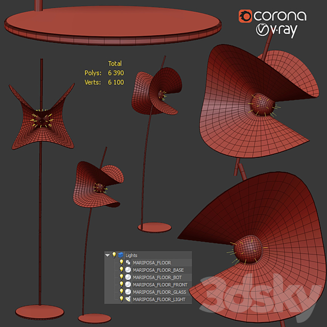 MARIPOSA FLOORLAMP 3DSMax File - thumbnail 5