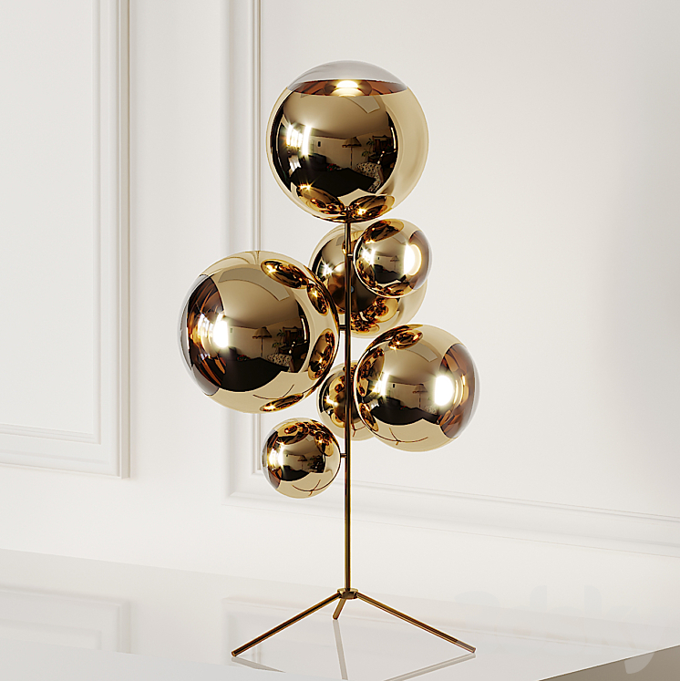 Mirror Ball Gold Stand Chandelier by Tom Dixon 3DS Max Model - thumbnail 1