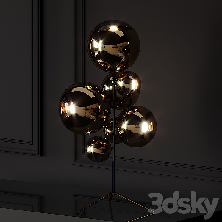 Mirror Ball Gold Stand Chandelier by Tom Dixon 3DS Max Model - thumbnail 2